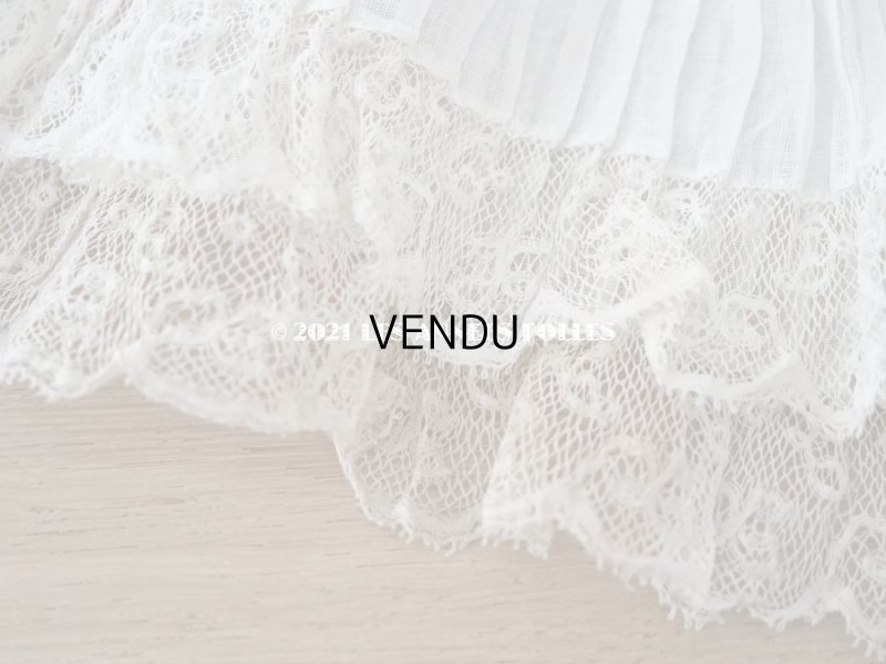 画像11: 【クリスマスセール2021対象外】1900年代 アンティーク 幅広 ドレスの裾  1.77m 2段プリーツ入り＆手編みのヴァランシエンヌレース 21cm幅 