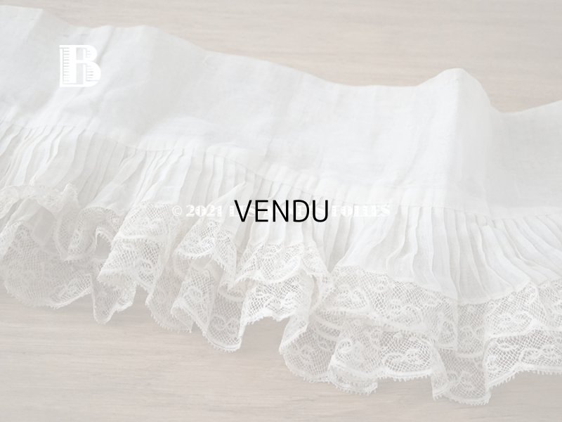 画像9: 【クリスマスセール2021対象外】1900年代 アンティーク 幅広 ドレスの裾  0.85〜0.9m 2段プリーツ入り＆手編みのヴァランシエンヌレース 21cm幅 