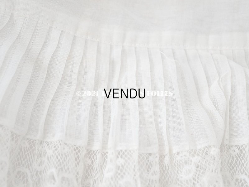 画像7: 【クリスマスセール2021対象外】1900年代 アンティーク 幅広 ドレスの裾  0.85〜0.9m 2段プリーツ入り＆手編みのヴァランシエンヌレース 21cm幅 