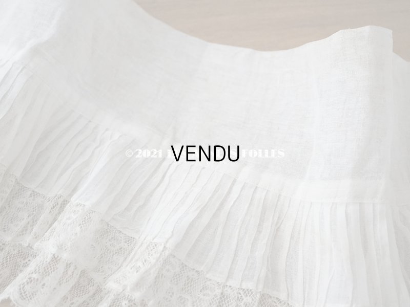 画像4: 【クリスマスセール2021対象外】1900年代 アンティーク 幅広 ドレスの裾  1.77m 2段プリーツ入り＆手編みのヴァランシエンヌレース 21cm幅 