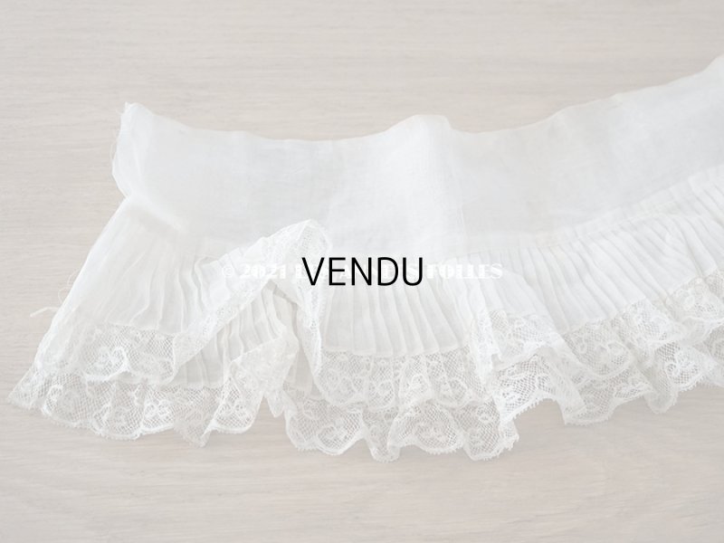 画像3: 【クリスマスセール2021対象外】1900年代 アンティーク 幅広 ドレスの裾  0.85〜0.9m 2段プリーツ入り＆手編みのヴァランシエンヌレース 21cm幅 