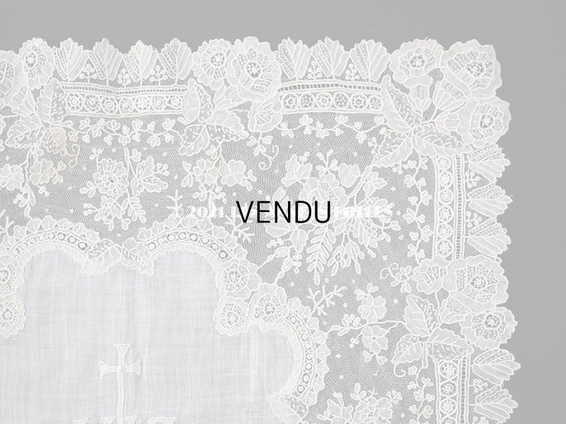 画像5: 【クリスマスセール2021対象外】19世紀 アンティーク キリストのイニシャル入り ポワンドガーズのハンカチ 【 ポワン・ド・ガーズ 】