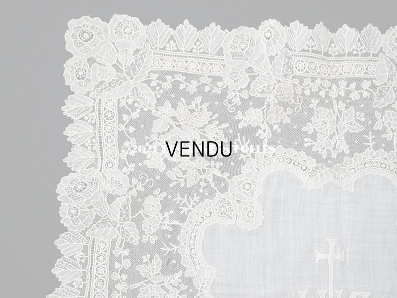 画像4: 【クリスマスセール2021対象外】19世紀 アンティーク キリストのイニシャル入り ポワンドガーズのハンカチ 【 ポワン・ド・ガーズ 】