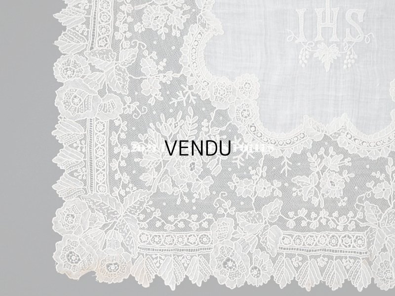 画像6: 【クリスマスセール2021対象外】19世紀 アンティーク キリストのイニシャル入り ポワンドガーズのハンカチ 【 ポワン・ド・ガーズ 】