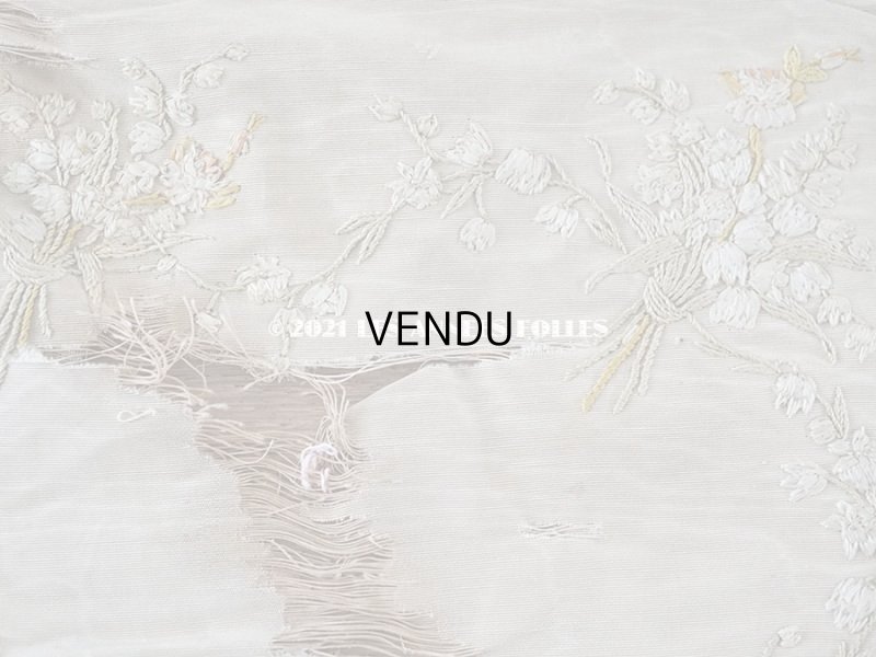 画像7: 【クリスマスセール2021対象外】アンティーク リボン刺繍のパネル 薔薇の花かご　＆　鈴蘭