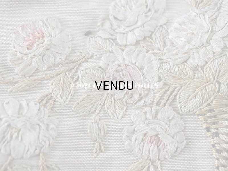 画像10: 【クリスマスセール2021対象外】アンティーク リボン刺繍のパネル 薔薇の花かご　＆　鈴蘭