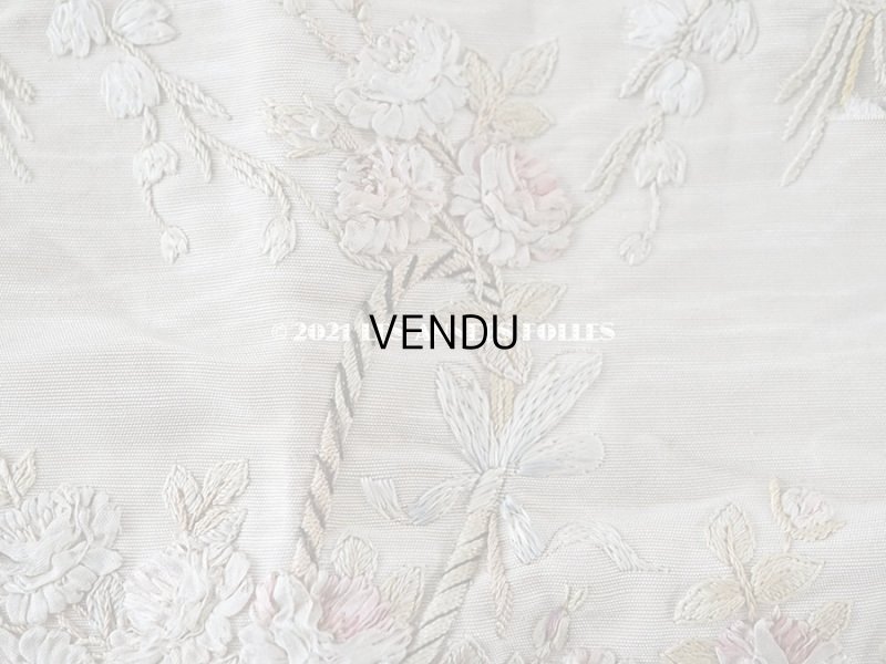 画像5: 【クリスマスセール2021対象外】アンティーク リボン刺繍のパネル 薔薇の花かご　＆　鈴蘭