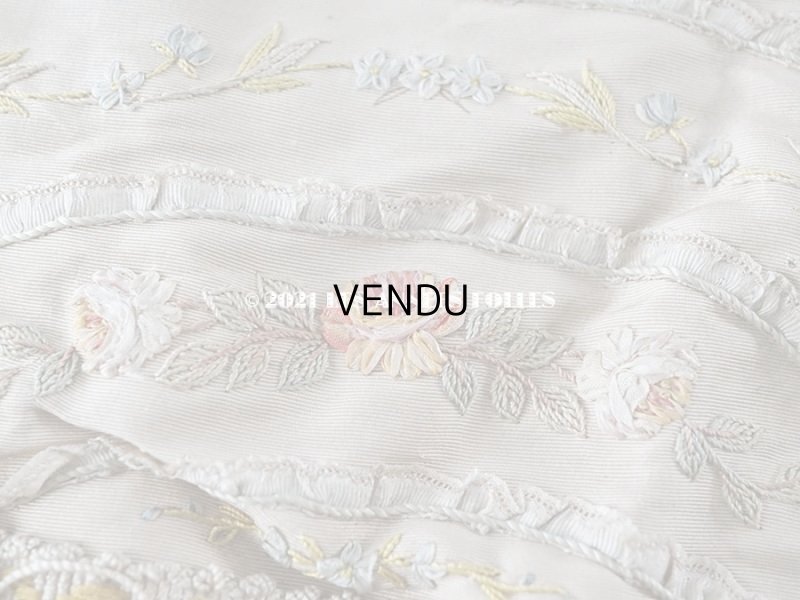 画像11: 【クリスマスセール2021対象外】アンティーク リボン刺繍のパネル 薔薇＆勿忘草