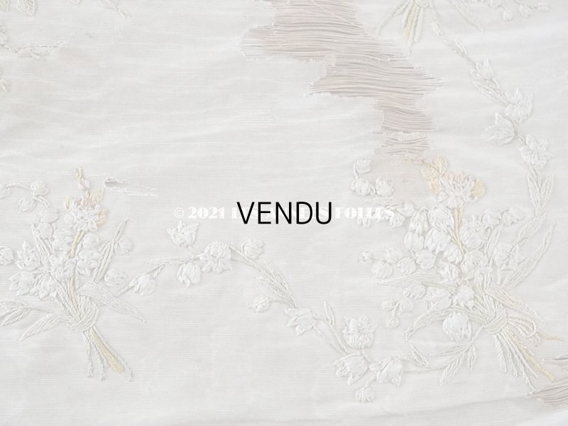 画像9: 【クリスマスセール2021対象外】アンティーク リボン刺繍のパネル 薔薇の花かご　＆　鈴蘭