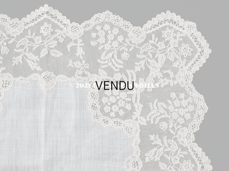 画像8: 【クリスマスセール2021対象外】アンティーク アランソンレース 結婚式のハンカチ  【ポワン・ダランソン（アランソン）】　【POINT D'ALENCON】