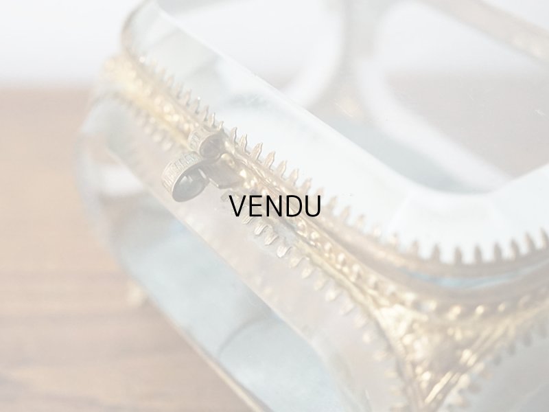 画像8: 19世紀末 アンティーク ジュエリーボックス スモーキーブルーのクッション ロカイユ装飾の脚