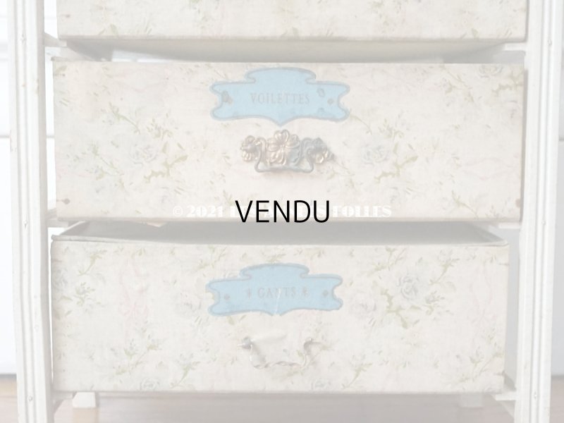 画像8: 【セール対象外】1900年代 アンティーク  カルトナージュチェスト 淡いピンクのリボン&ブルーの薔薇のガーランド