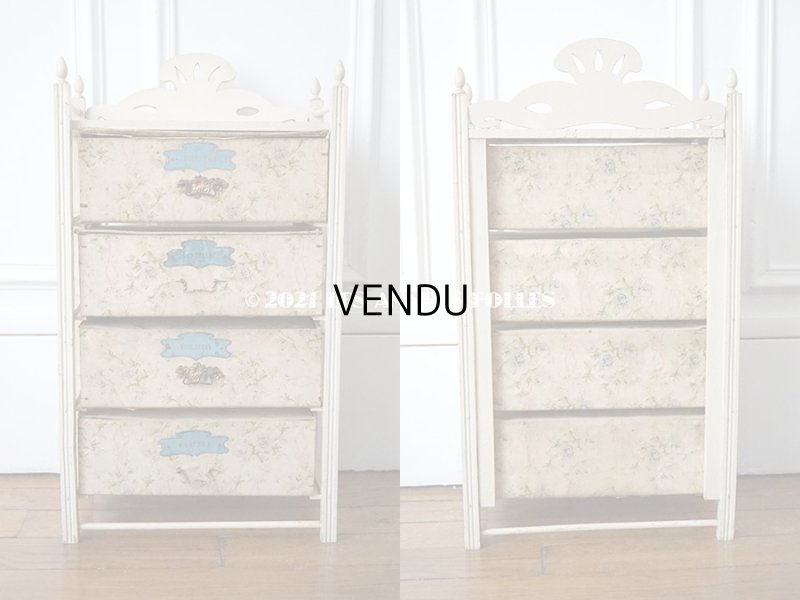 画像3: 【セール対象外】1900年代 アンティーク  カルトナージュチェスト 淡いピンクのリボン&ブルーの薔薇のガーランド