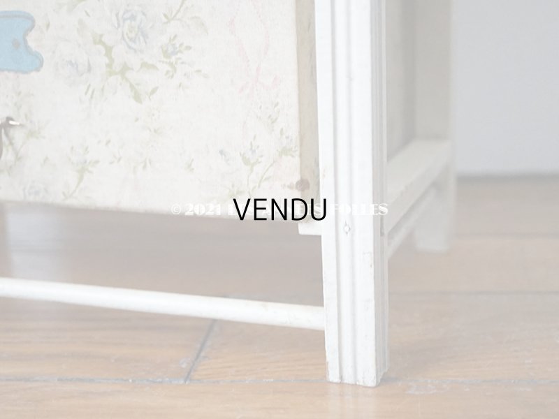 画像10: 【セール対象外】1900年代 アンティーク  カルトナージュチェスト 淡いピンクのリボン&ブルーの薔薇のガーランド