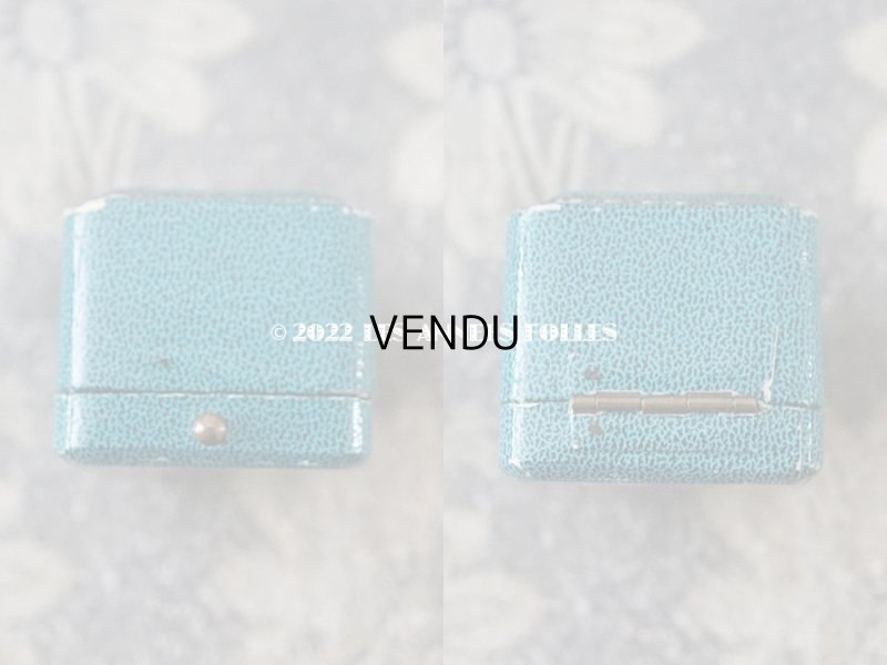 画像4: 1920年代 アンティーク  リングボックス　金彩入り ターコイズブルー ジュエリーボックス