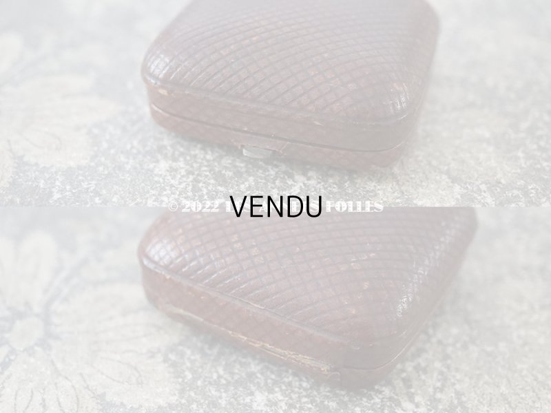 画像4: アンティーク 本革製 小さなジュエリーボックス クロス用 ブラウン