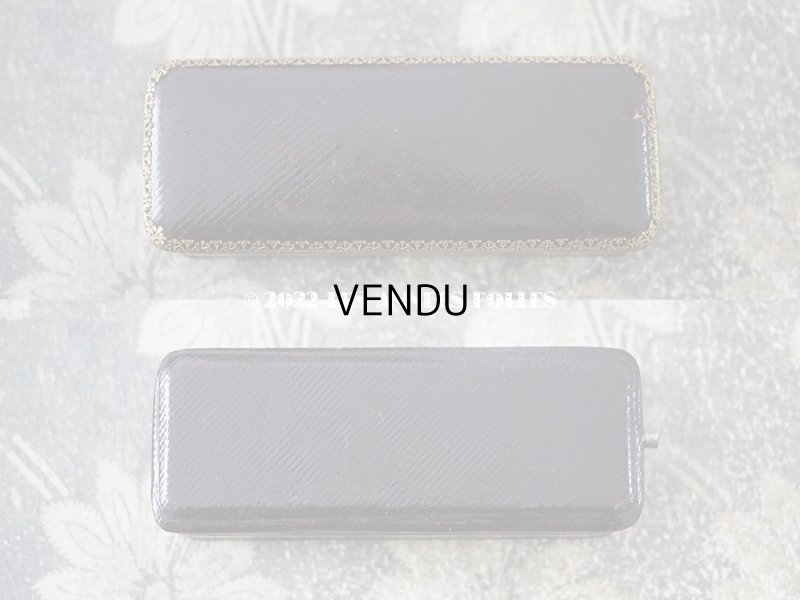 画像6: アンティーク ピンブローチ用 本革製 ジュエリーボックス 金彩入り チョコレートブラウン