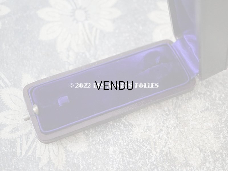 画像5: アンティーク ピンブローチ用 本革製 ジュエリーボックス 金彩入り チョコレートブラウン