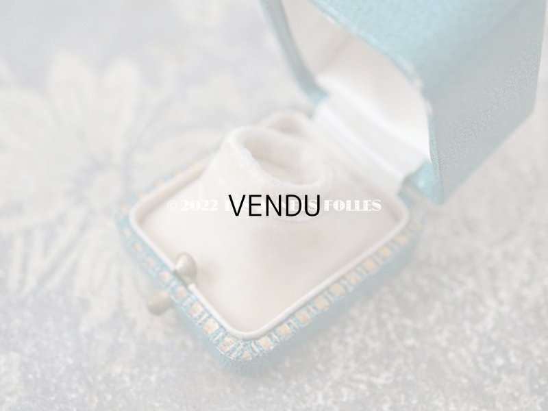 画像6: 1920年代 アンティーク  リングボックス　金彩入り ターコイズブルー ジュエリーボックス