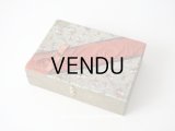 19世紀末 アンティーク レースペーパー＆リボン付き　パフュームボックス 薔薇＆勿忘草　