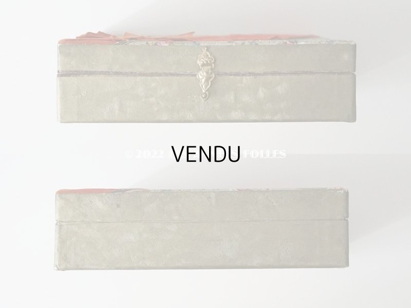 画像5: 19世紀末 アンティーク レースペーパー&リボン付き パフュームボックス 薔薇&勿忘草