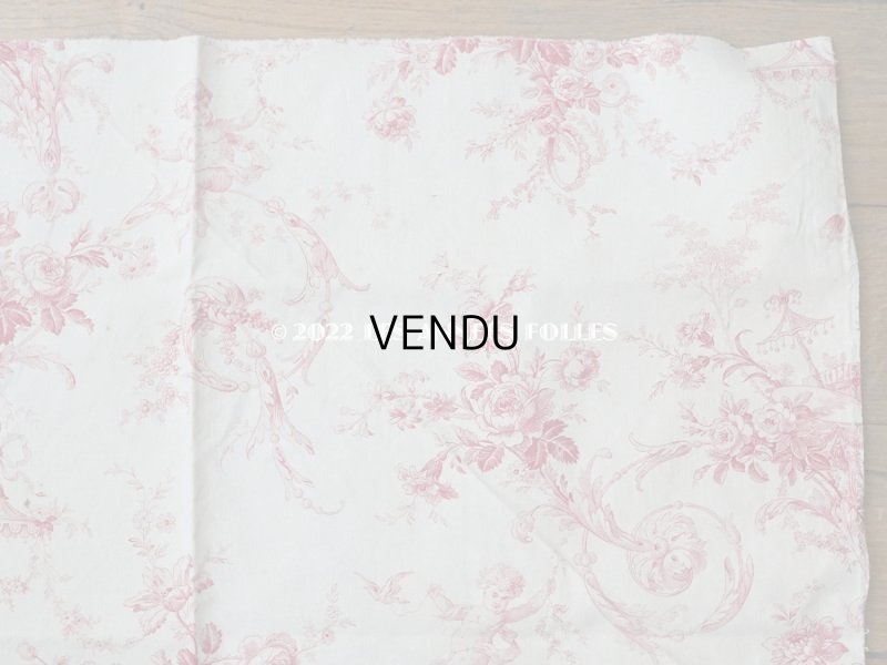 画像6: 1900年代 アンティーク 天使＆薔薇　 コットン製ファブリック  57✗63cm