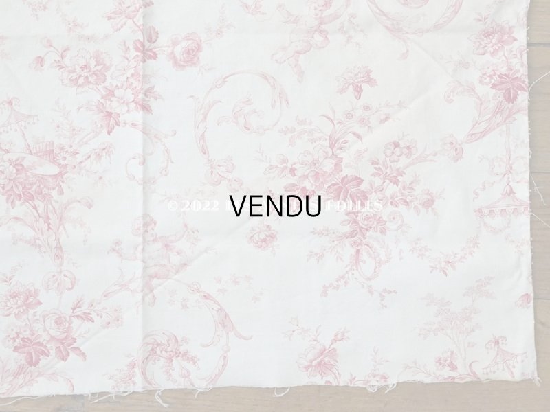 画像8: 1900年代 アンティーク 天使＆薔薇　 コットン製ファブリック  57✗63cm