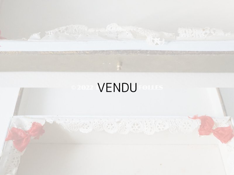 画像14: 19世紀末 アンティーク レースペーパー&リボン付き パフュームボックス 薔薇&勿忘草