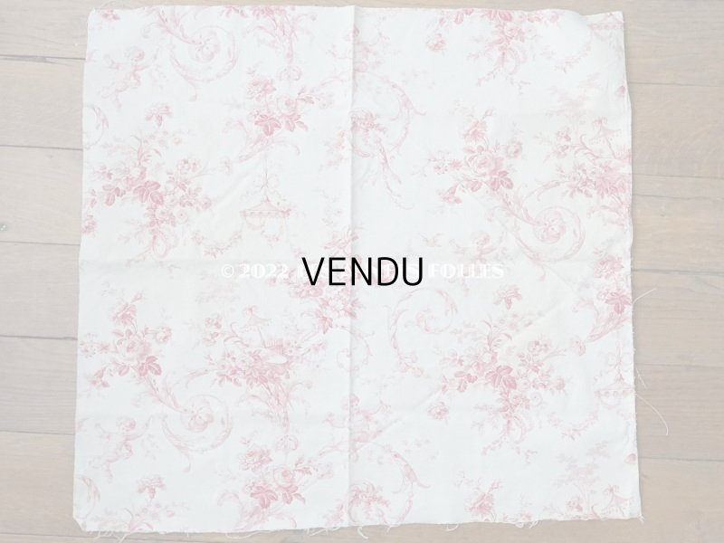 画像4: 1900年代 アンティーク 天使＆薔薇　 コットン製ファブリック  57✗63cm