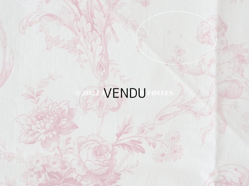 画像10: 1900年代 アンティーク 天使＆薔薇　 コットン製ファブリック  57✗63cm
