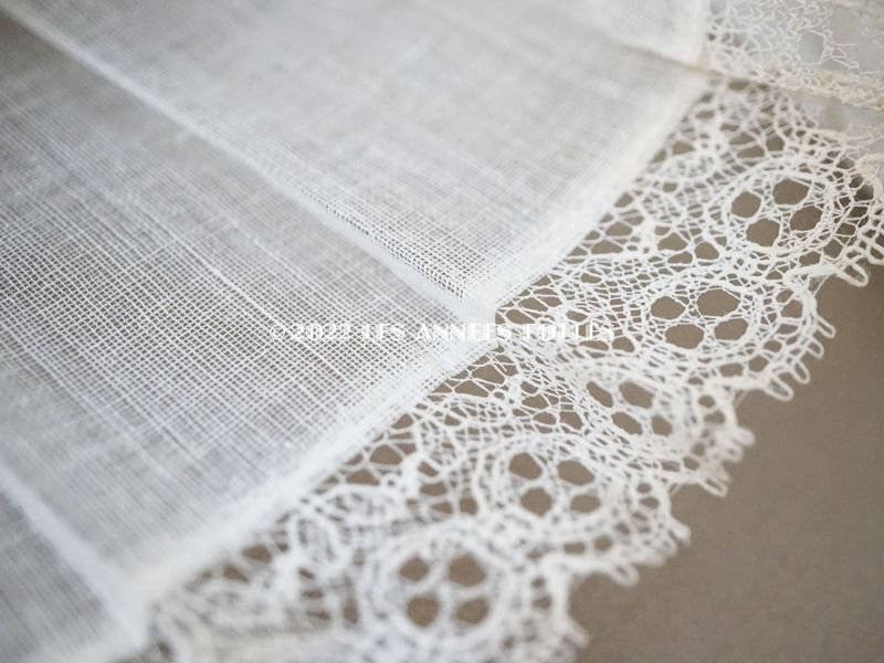 画像5: 1900年頃 アンティーク 幅広 ドレスの裾  プリーツ入り レース付き 幅15.6cm コットンオーガンジー