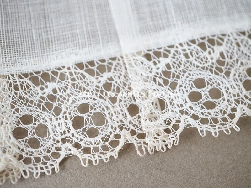 画像6: 1900年頃 アンティーク 幅広 ドレスの裾  プリーツ入り レース付き 幅15.6cm コットンオーガンジー