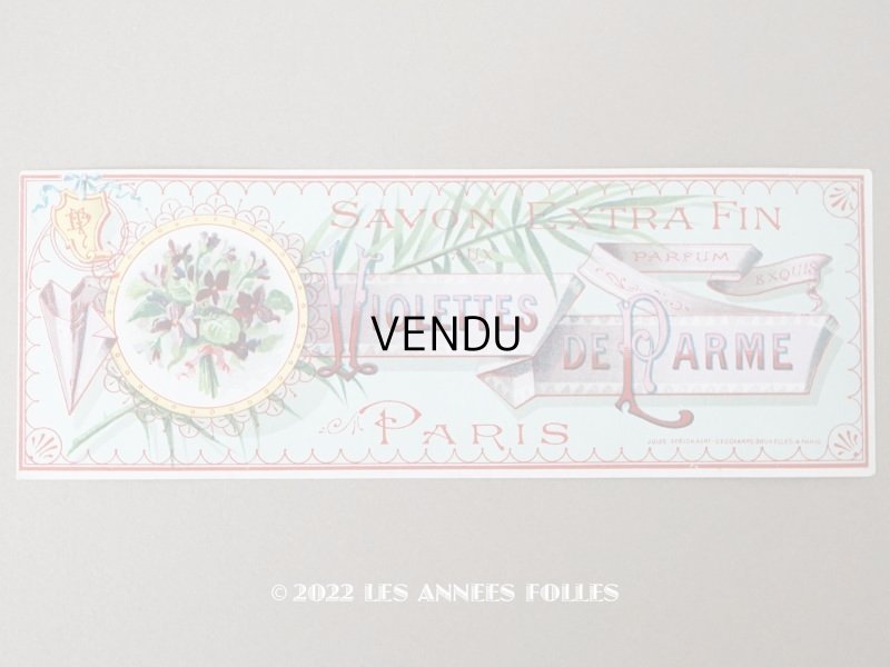 画像1: アンティーク ソープラベル 菫 SAVON EXTRA FIN AUX VIOLETTES DE PARME PARIS 