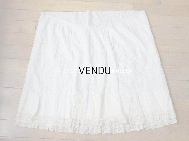 画像15: 1900年代 アンティーク  ドレスの裾  2段のフリル ギャザー入り＆ヴァランシエンヌレース 