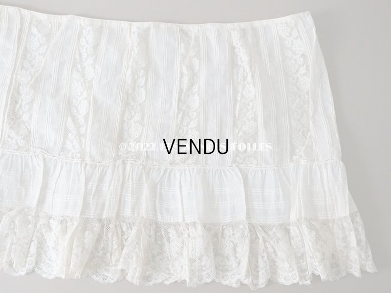 画像16: 1900年代 アンティーク 幅広40cm ドレスの裾  約2m ギャザー入り＆ヴァランシエンヌレース 