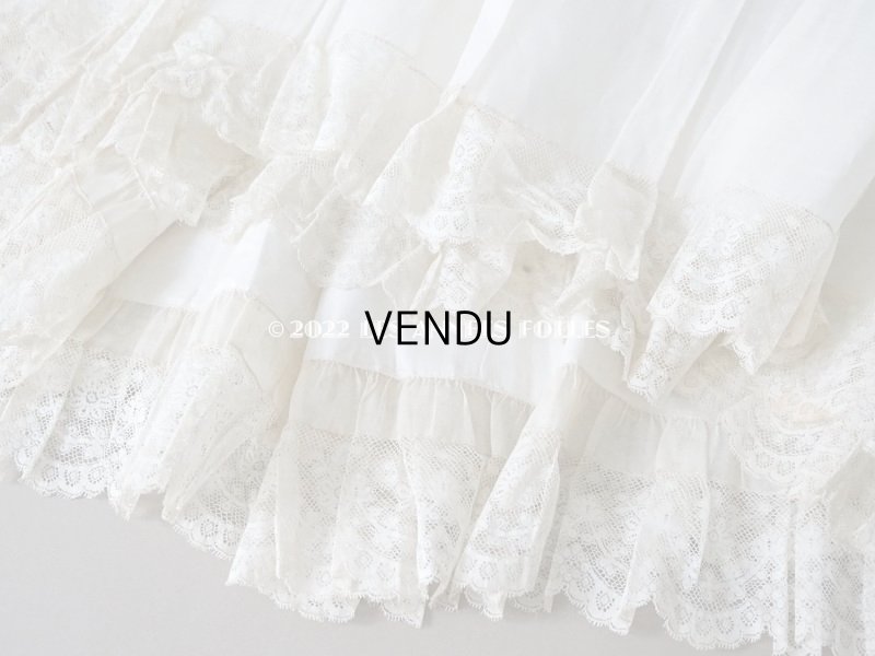 画像12: 1900年代 アンティーク  ドレスの裾  2段のフリル ギャザー入り＆ヴァランシエンヌレース 