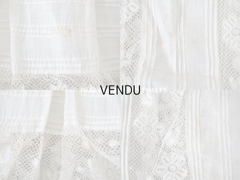 画像17: 1900年代 アンティーク 幅広40cm ドレスの裾  約2m ギャザー入り＆ヴァランシエンヌレース 