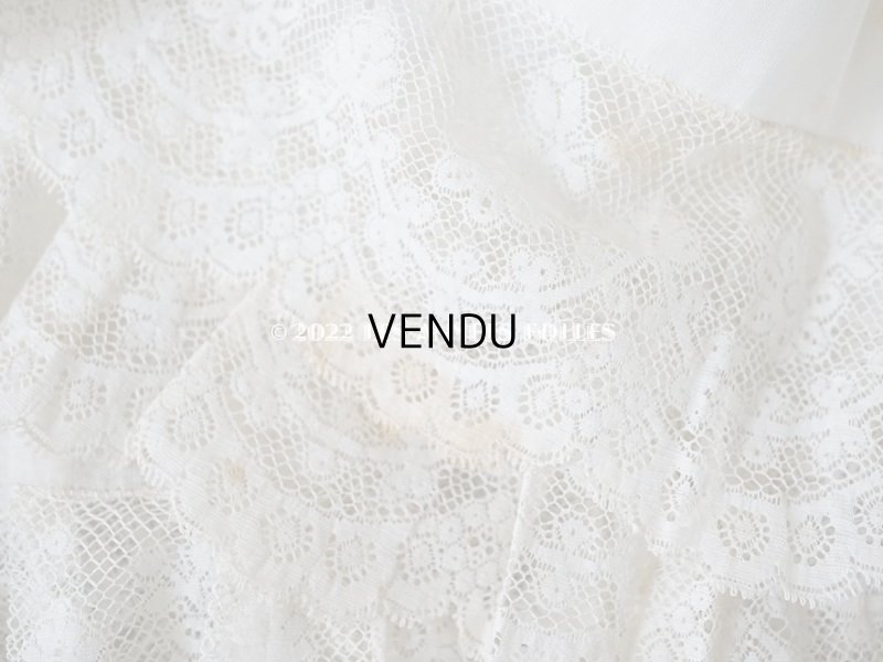 画像11: 1900年代 アンティーク  ドレスの裾  2段のフリル ギャザー入り＆ヴァランシエンヌレース 