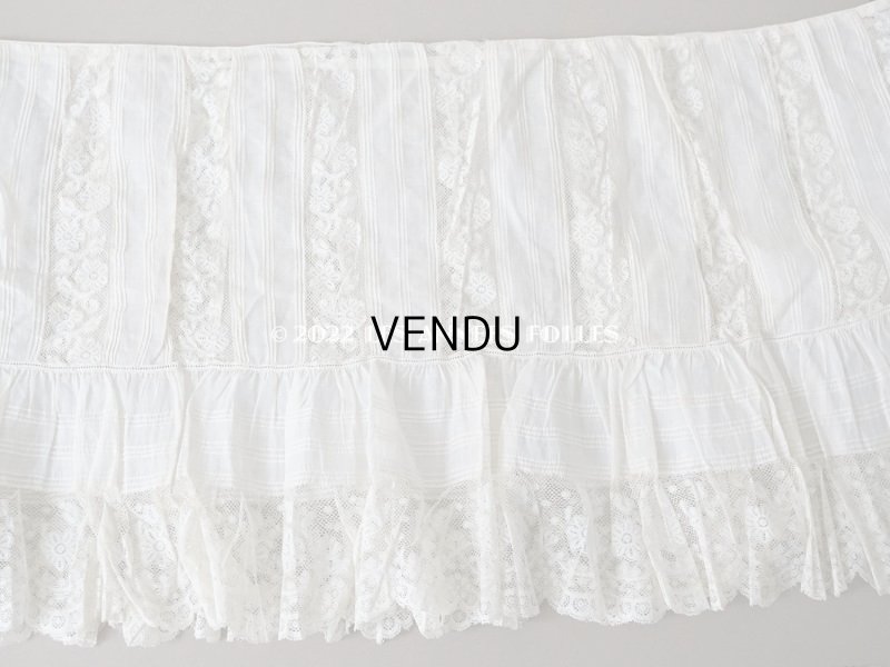 画像11: 1900年代 アンティーク 幅広40cm ドレスの裾  約2m ギャザー入り＆ヴァランシエンヌレース 