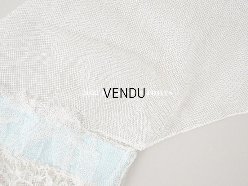 画像14: 1900年代 アンティーク ドレスの胸飾り＆付け袖　3点セット 淡いブルーのシルクリボン＆手編みのレース