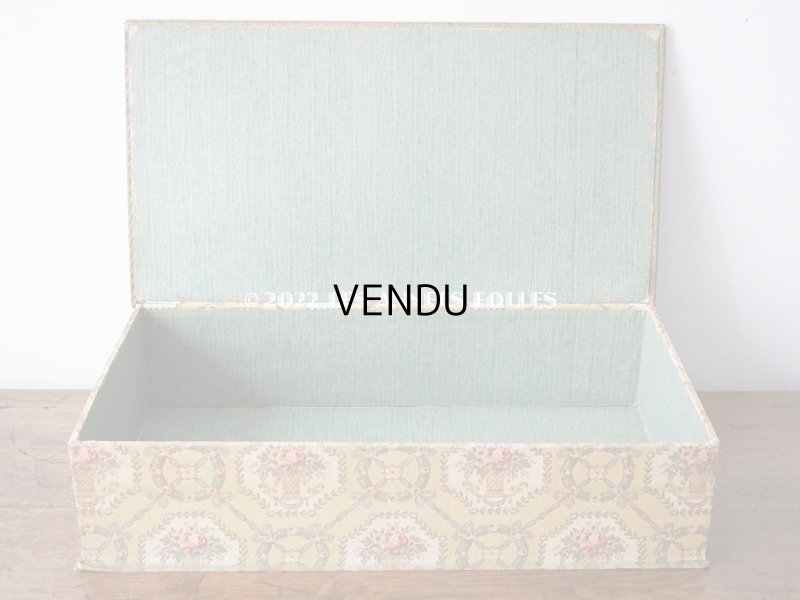 画像8: アンティーク ローズパニエ柄 大きなカルトナージュボックス 48.5×26×12.5cm