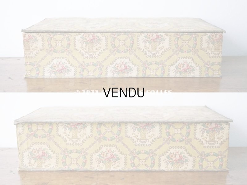 画像6: アンティーク ローズパニエ柄 大きなカルトナージュボックス 48.5×26×12.5cm