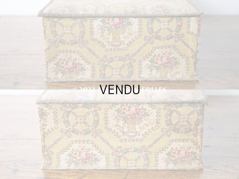 画像7: アンティーク ローズパニエ柄 大きなカルトナージュボックス 48.5×26×12.5cm