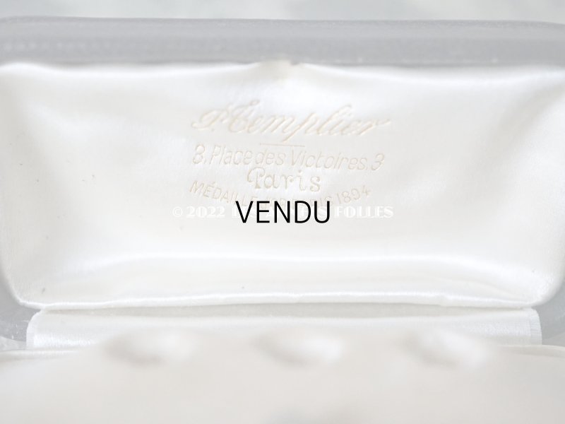 画像9: アンティーク 本革製 ジュエリーボックス 　ブラック　ボタン用