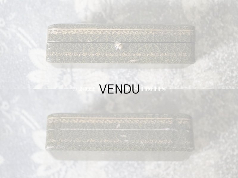 画像3: 1900年代 アンティーク ジュエリーボックス 金彩入り モスグリーン