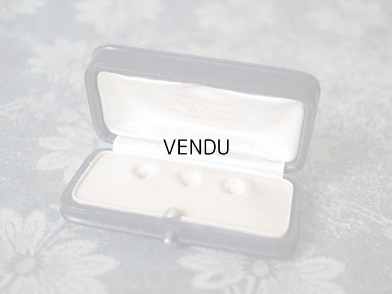 画像6: アンティーク 本革製 ジュエリーボックス 　ブラック　ボタン用