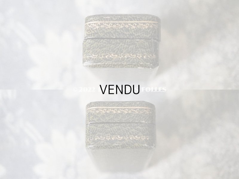 画像4: 1900年代 アンティーク ジュエリーボックス 金彩入り モスグリーン