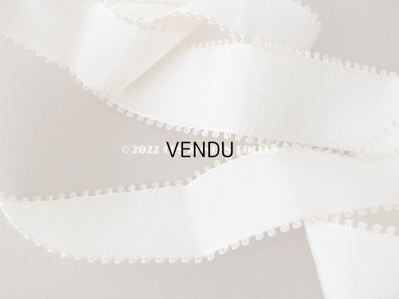 画像3: 1920年代 アンティーク シルク製 ピコット付き　グログランリボン  3.45m 幅3cm  オフホワイト  ベビー用ボネ＆初聖体　