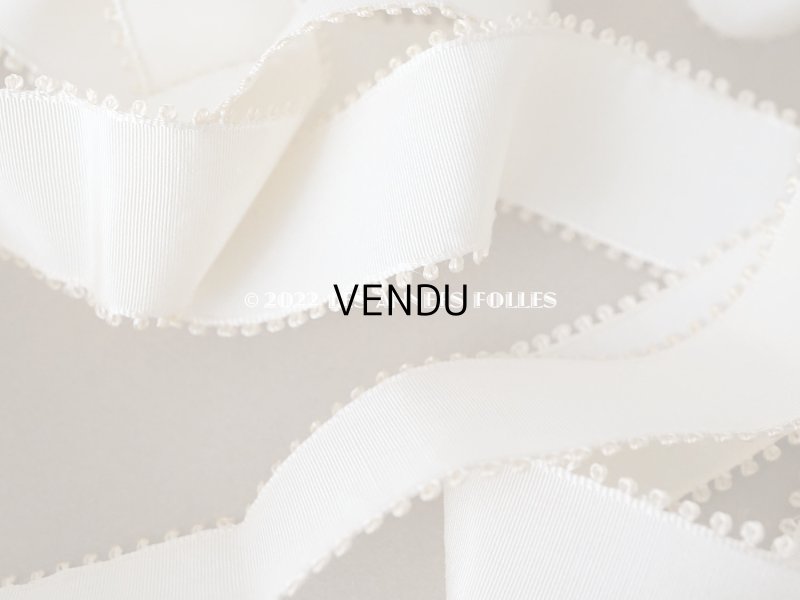 画像5: 1920年代 アンティーク シルク製 ピコット付き　グログランリボン  3.45m 幅3cm  オフホワイト  ベビー用ボネ＆初聖体　
