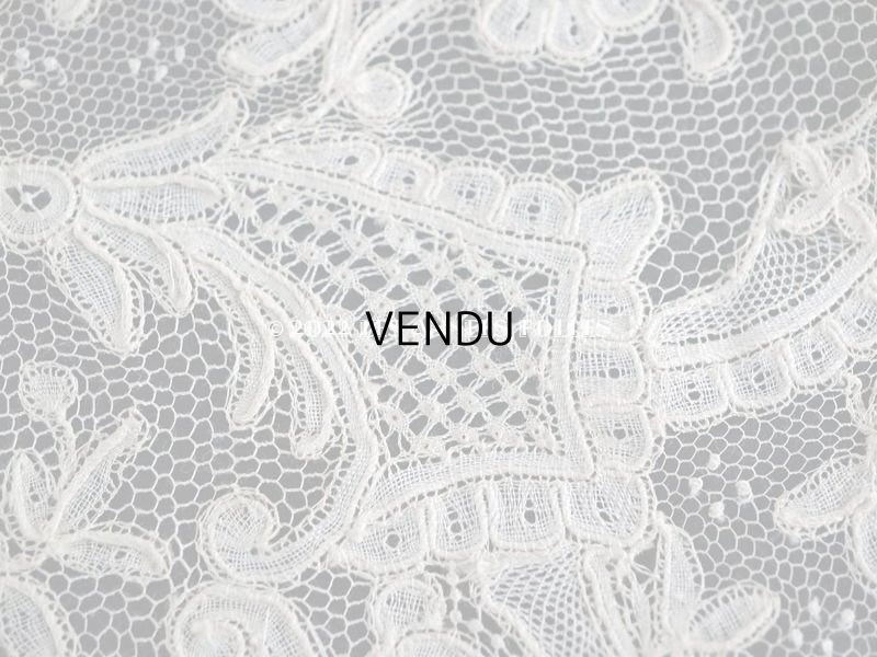 画像12: 19世紀 アンティーク レース ポワン・ダングルテールのボーダー 花模様 45cm  幅12cm